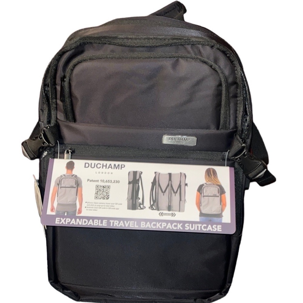 Duchamp London expandable, travel backpack, suitcase, Black, new